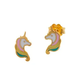 Χρυσά σκουλαρίκια με unicorn  SKT803