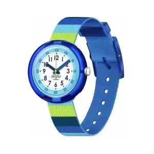 Παιδικό Ρολόι Flik Flak ZFPNP112 Stripy Blue με πολύχρωμο καντράν και πολύχρωμο υφασμάτινο λουρί.