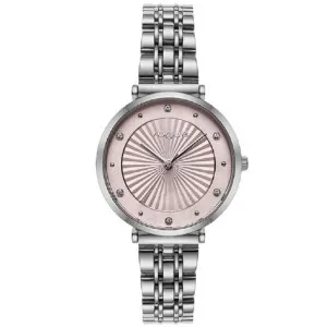 Γυναικείο ρολόι VOGUE 815385 New Bliss από ανοξείδωτο ατσάλι με ροζ καντράν και ασημί μπρασελέ.