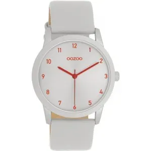Γυναικείο Ρολόι OOZOO C11166 Timepieces με λευκό καντράν και λευκό δερμάτινο λουράκι.