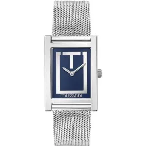 Γυναικείο ρολόι Trussardi R2453155005 T-Strict από ανοξείδωτο ατσάλι με μπλε καντράν και ασημί μπρασελέ.
