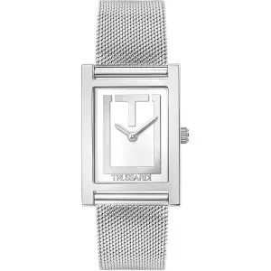 Γυναικείο ρολόι Trussardi R2453155004 T-Strict από ανοξείδωτο ατσάλι με λευκό καντράν και ασημί μπρασελέ.
