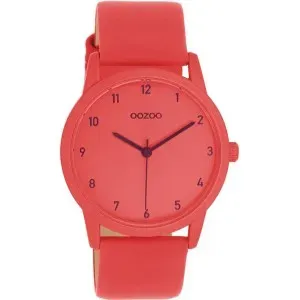 Γυναικείο Ρολόι OOZOO C11172 Timepieces με κόκκινο καντράν και κόκκινο δερμάτινο λουράκι.