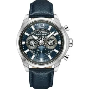 Ανδρικό Ρολόι POLICE Menelik PEWJF0004302 Με Μπλε Δερμάτινο Λουράκι