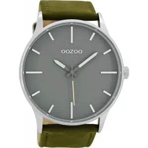 Ρολόι OOZOO C8553 Timepieces Πράσινο-Γκρί με Δερμάτινο Λουράκι