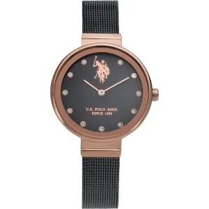 Γυναικείο ρολόι U S POLO USP5626BK Jane Crystals με μαύρο καντράν και μπρασελέ.