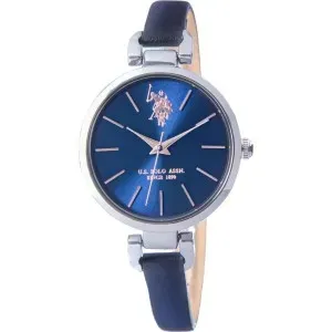 Γυναικείο ρολόι U S POLO USP8095BL Andrienne με μπλε καντράν και μπλε δερμάτινο λουράκι.
