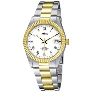 Γυναικείο ρολόι LOTUS L15197/1 από ανοξείδωτο ατσάλι με λευκό καντράν και ασημί-χρυσό μπρασελέ.