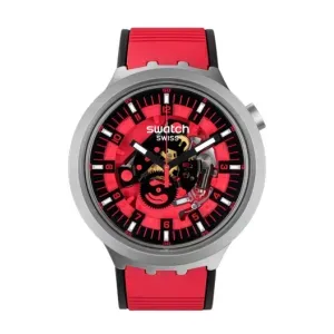 Ρολόι Swatch SB07S110 Big Bold Irony-Red Juicy Με Καουτσούκ Λουράκι.