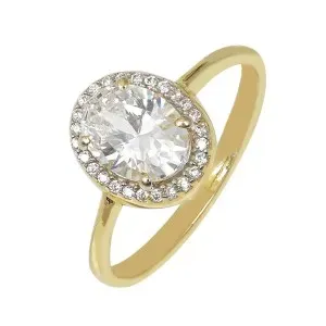 Χρυσό γυναικείο δαχτυλίδι ροζέτα με οβάλ πέτρα DAXR23457G