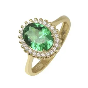 Χρυσό γυναικείο δαχτυλίδι ροζέτα με οβάλ πέτρα DAXR23470G