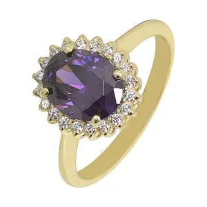 Χρυσό γυναικείο δαχτυλίδι ροζέτα με οβάλ πέτρα DAXR24556G