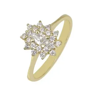 Χρυσό γυναικείο δαχτυλίδι ροζέτα με οβάλ πέτρα DAXR24941G