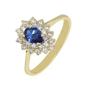 Χρυσό γυναικείο δαχτυλίδι ροζέτα με πουάρ πέτρα DAXR24937G