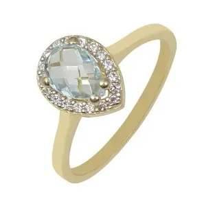 Χρυσό γυναικείο δαχτυλίδι ροζέτα με πουάρ πέτρα DAXR26668G