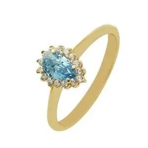 Χρυσό γυναικείο δαχτυλίδι ροζέτα με πουάρ πέτρα DAXR27139G