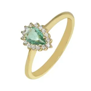 Χρυσό γυναικείο δαχτυλίδι ροζέτα με πουάρ πέτρα DAXR28777G