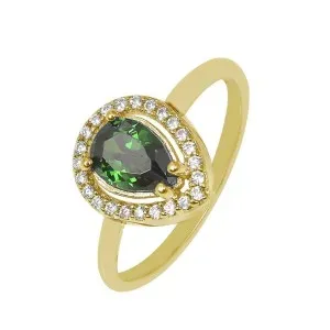 Χρυσό γυναικείο δαχτυλίδι ροζέτα με πουάρ πέτρα DAXR36221G