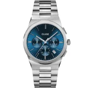 Ανδρικό ρολόι CLUSE CW20801 Vigoureux από ανοξείδωτο ατσάλι με μπλε καντράν και ασημί μπρασελέ.