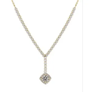 Χρυσό κολιέ ροζέτα ριβιέρα με τετράγωνη πέτρα FL28581G