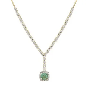 Χρυσό κολιέ ροζέτα ριβιέρα με τετράγωνη πέτρα FL28585G