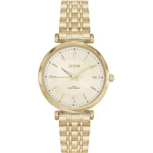 Γυναικείο ρολόι LE DOM LD.1497-3 Bliss με χρυσό καντράν και χρυσό μπρασελέ.