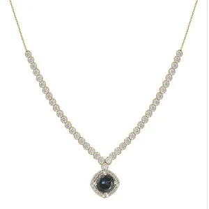 Χρυσό κολιέ ροζέτα ριβιέρα με τετράγωνη πέτρα FL30321G