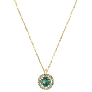 Χρυσό κολιέ ροζέτα με πράσινη πέτρα FL33905G