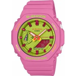 Γυναικείο ρολόι CASIO GMA-S2100BS-4AER G-Shock με ψηφιακό καντράν και ροζ καουτσούκ λουράκι.