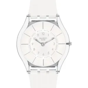 Γυναικείο ρολόι SWATCH SS08K102-S14 WHITE CLASSINESS με λευκό καντράν και λευκό λουράκι.