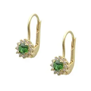 Χρυσά σκουλαρίκια ροζέτα Μονακέλα με πράσινη πέτρα EAXR33411G