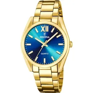 Γυναικείο ρολόι FESTINA F20640/8 από ανοξείδωτο ατσάλι με μπλε καντράν και χρυσό μπρασελέ.
