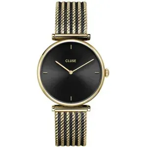 Γυναικείο ρολόι CLUSE CW10403 Triompe από ανοξείδωτο ατσάλι με μαύρο καντράν και μαύρο-χρυσό μπρασελέ.