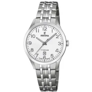 Γυναικείο ρολόι FESTINA F20468/1 Titanium με λευκό καντράν και ασημί μπρασελέ.