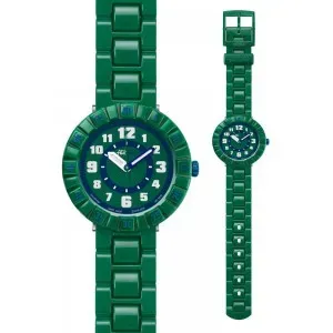 Ρολόι FLIK FLAK ZFCSP039 Seriously με Πράσινο Πλαστικό Λουράκι