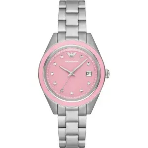 Γυναικείο ρολόι Emporio ARMANI AR11546 Leo από ανοξείδωτο ατσάλι με ροζ καντράν και μπρασελέ.