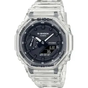 Ρολόι CASIO GA-2100SKE-7AER G-Shock με μαύρο καντράν και καουτσούκ λουράκι.