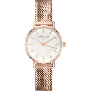 Γυναικείο ρολόι ROSEFIELD 26WR-265 The Small Edit με λευκό καντράν και ροζ χρυσό μπρασελέ.