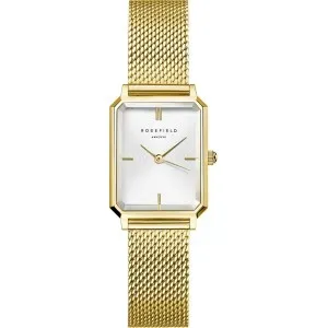 Γυναικείο ρολόι ROSEFIELD OWGMG-O73 The Octagon XS με λευκό καντράν και χρυσό μπρασελέ.