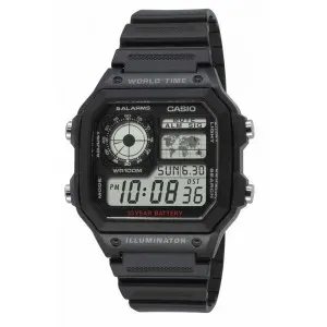 Ρολόι CASIO AE-1200WH-1AVEF Sport με Μαύρο Καουτσούκ Λουράκι