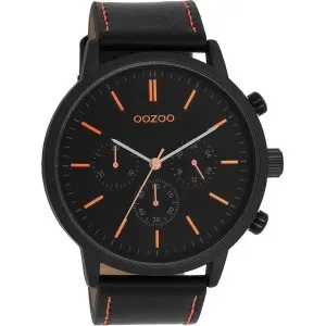 Ανδρικό ρολόι OOZOO C11209 Timepieces με μαύρο καντράν και μαύρο δερμάτινο λουράκι.