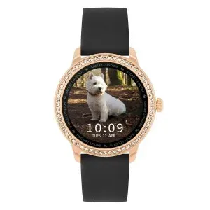Γυναικείο ρολόι Radley London RYS07-2110 Smartwatch Series 07 με ψηφιακό καντράν και μαύρο δερμάτινο λουράκι.