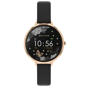 Γυναικείο ρολόι Reflex Active Smartwatch RA03-2076 με μαύρο δερμάτινο λουράκι.