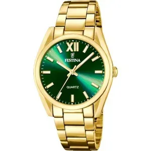 Γυναικείο ρολόι FESTINA F20640/9 από ανοξείδωτο ατσάλι με πράσινο καντράν και χρυσό μπρασελέ.