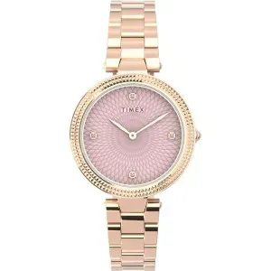 Γυναικείο ρολόι TIMEX TW2V24300 Trend με ροζ καντράν και ροζ χρυσό μπρασελέ.