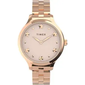 Γυναικείο ρολόι TIMEX TW2V23400 Trend Peytonμε από ανοξείδωτο ατσάλι ροζ καντράν και ροζ χρυσό μπρασελέ.