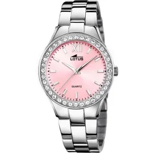 Γυναικείο ρολόι LOTUS L18883/2 από ανοξείδωτο ατσάλι με ροζ καντράν και ασημί μπρασελέ.