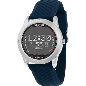 Ανδρικό ρολόι SECTOR R3251239004 EX-43 Smartwatch με ψηφιακό καντράν και μπλε καουτσούκ λουράκι.
