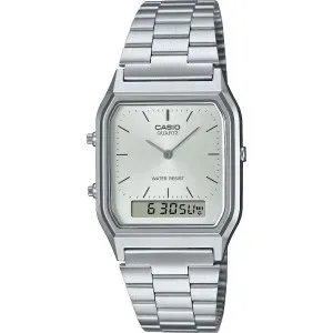 Ρολόι CASIO AQ-230A-7AMQYES Vintage με ασημί καντράν και μπρασελέ.