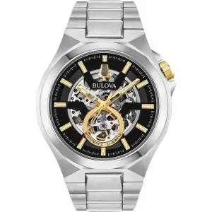 Ανδρικό ρολόι BULOVA 98A224 Mechanical Automatic από ανοξείδωτο ατσάλι με μαύρο καντράν και μπρασελέ.